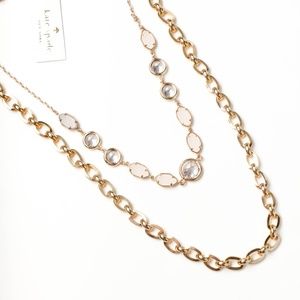 kate spade double chain crystal statement necklace